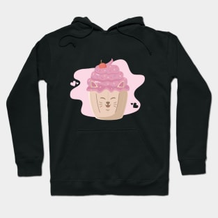 Kawaii pink cat in cupcake Hoodie